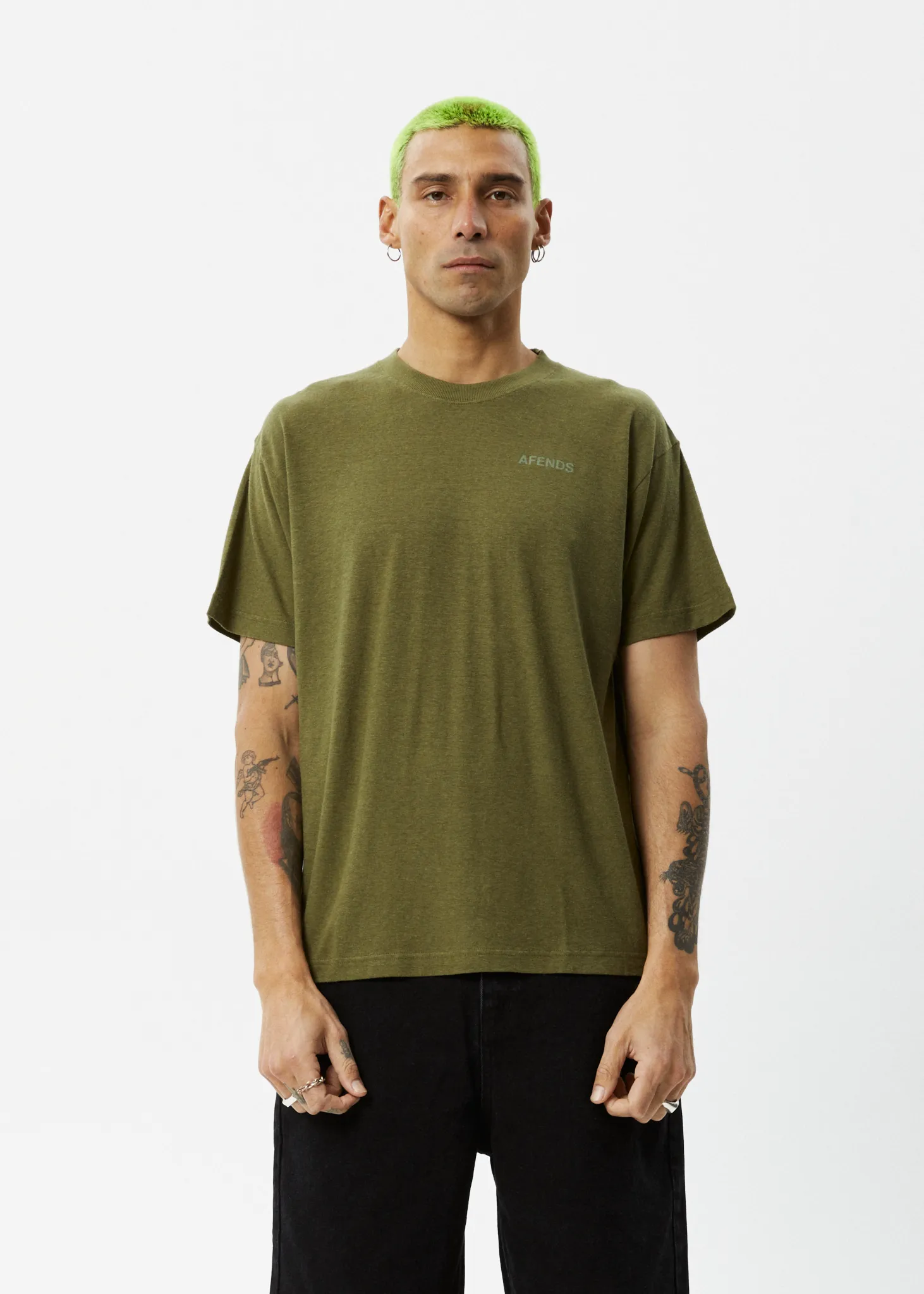 AFENDS Staple - Boxy Fit Tee - Military