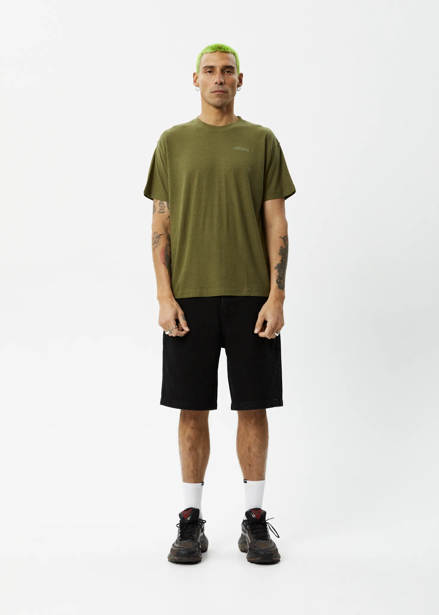 AFENDS Staple - Boxy Fit Tee - Military