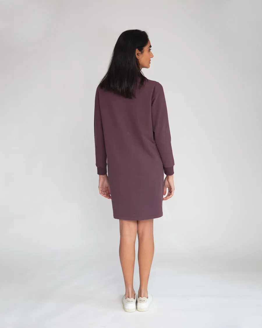 Alexis Organic Cotton Dress In Plum & Navy