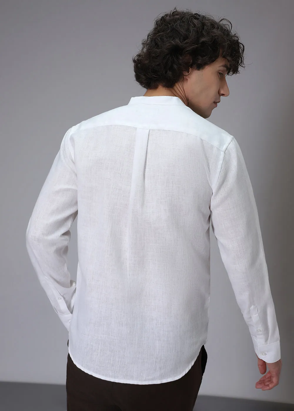 Premium Arctic White Linen Blend Shirt