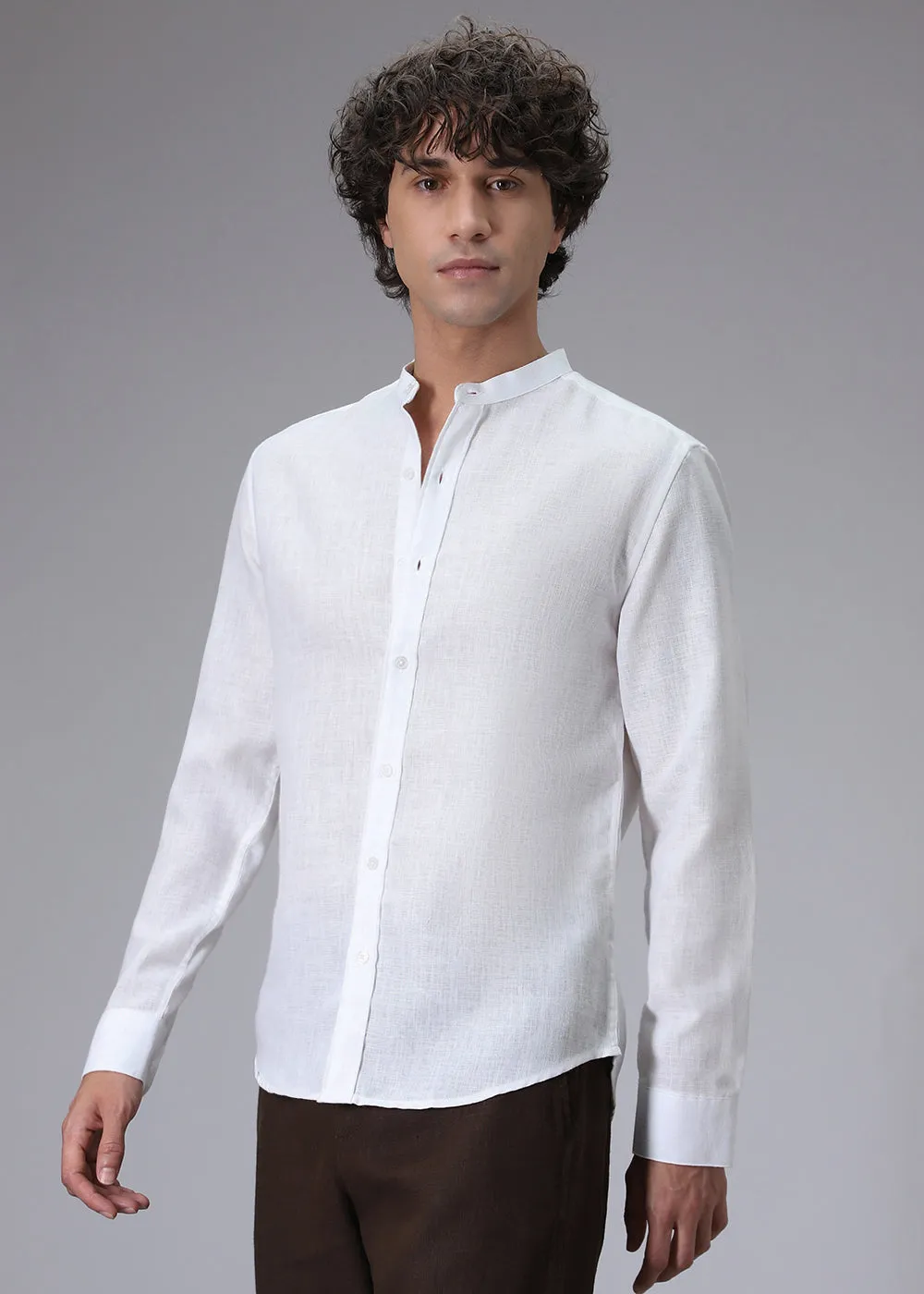 Premium Arctic White Linen Blend Shirt