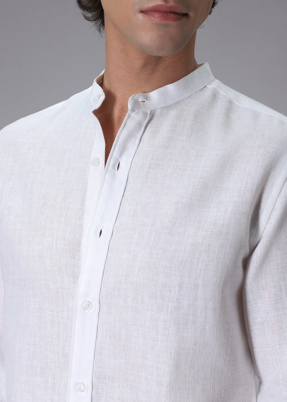 Premium Arctic White Linen Blend Shirt