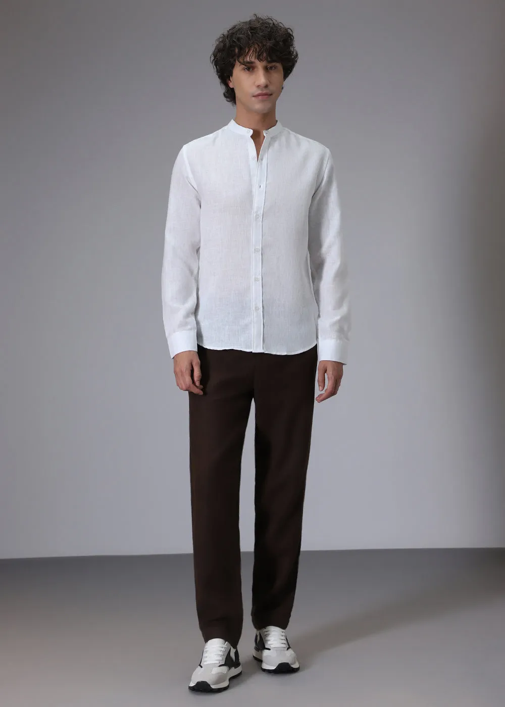 Premium Arctic White Linen Blend Shirt