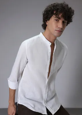 Premium Arctic White Linen Blend Shirt