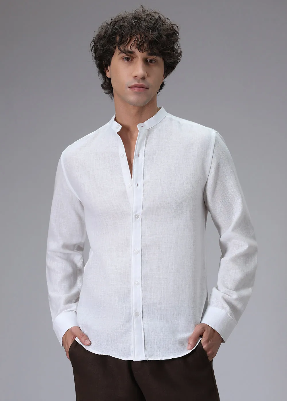 Premium Arctic White Linen Blend Shirt