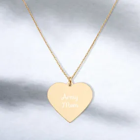 Army Mom Engraved Heart Necklace