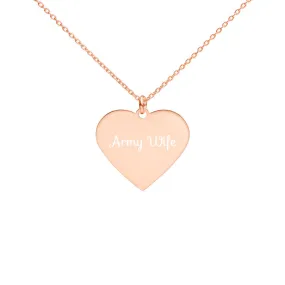 Army Wife Engraved Heart Necklace