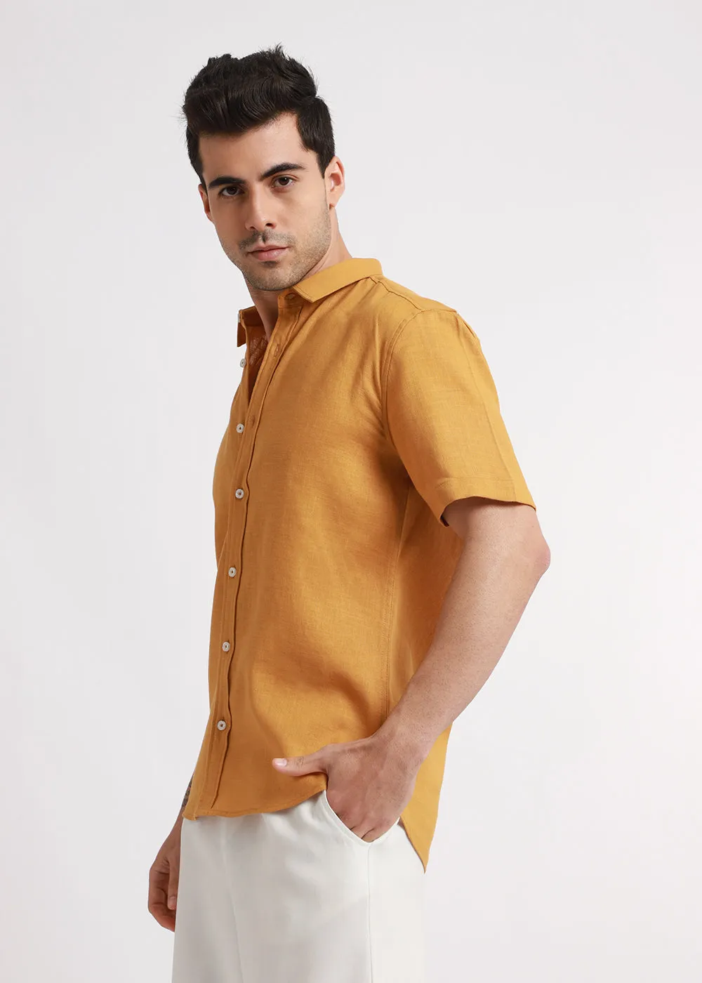 Batiste Gold Orange Linen shirt