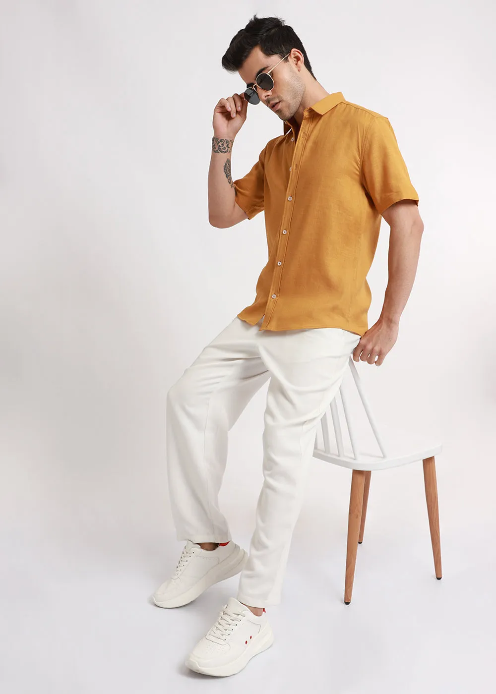 Batiste Gold Orange Linen shirt