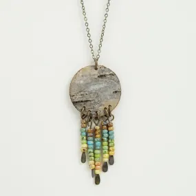 Birch Bark Pendant Necklace with Picasso Beads