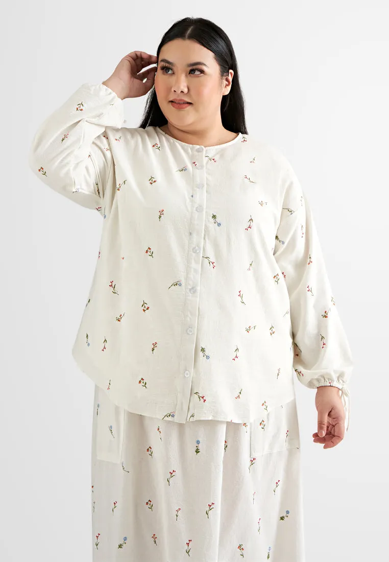 Cempaka Bloom Cotton Button Top