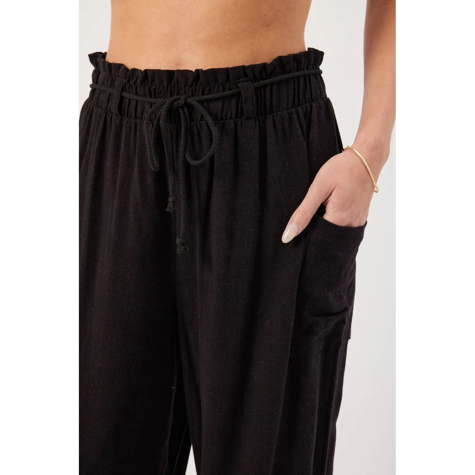 Cora Black Linen Pant