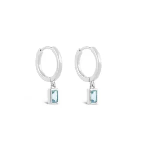 Dune Jewelry Aquamarine Baguette Hoop Earrings by Camille Kostek