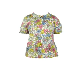 Edna Girl's Blouse - Cream Flower Garden