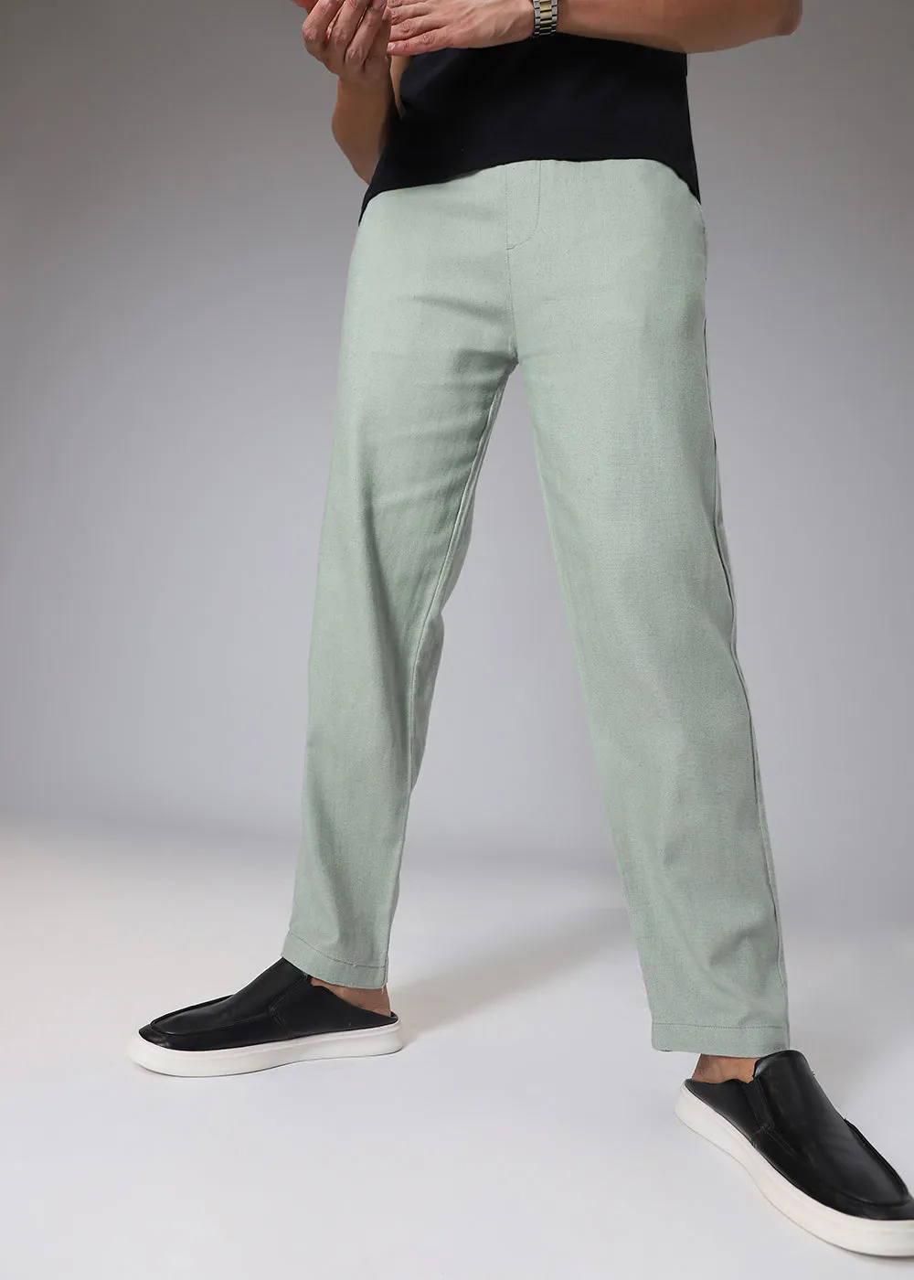 Green Drawstring Linen Pant