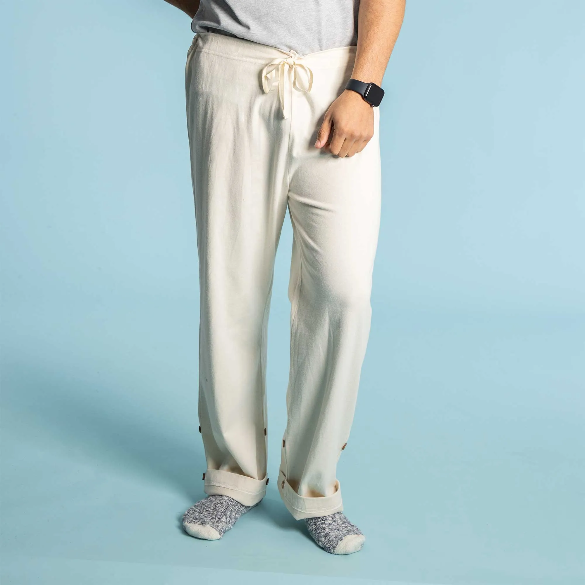 **INTERLAKEN Elastic-Free Unisex 100% Organic Cotton Jammy Lounge Pants with Plastic-Free Coconut Buttons | Eco-Friendly & Biodegradable Thread Option**