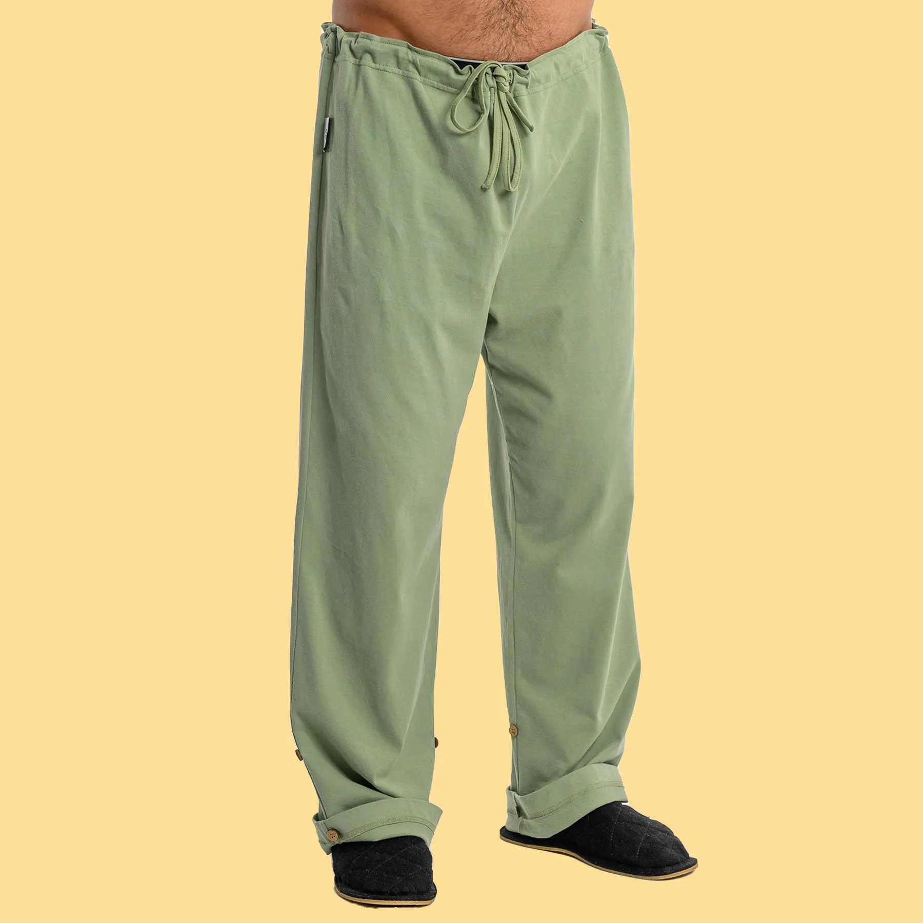 **INTERLAKEN Elastic-Free Unisex 100% Organic Cotton Jammy Lounge Pants with Plastic-Free Coconut Buttons | Eco-Friendly & Biodegradable Thread Option**