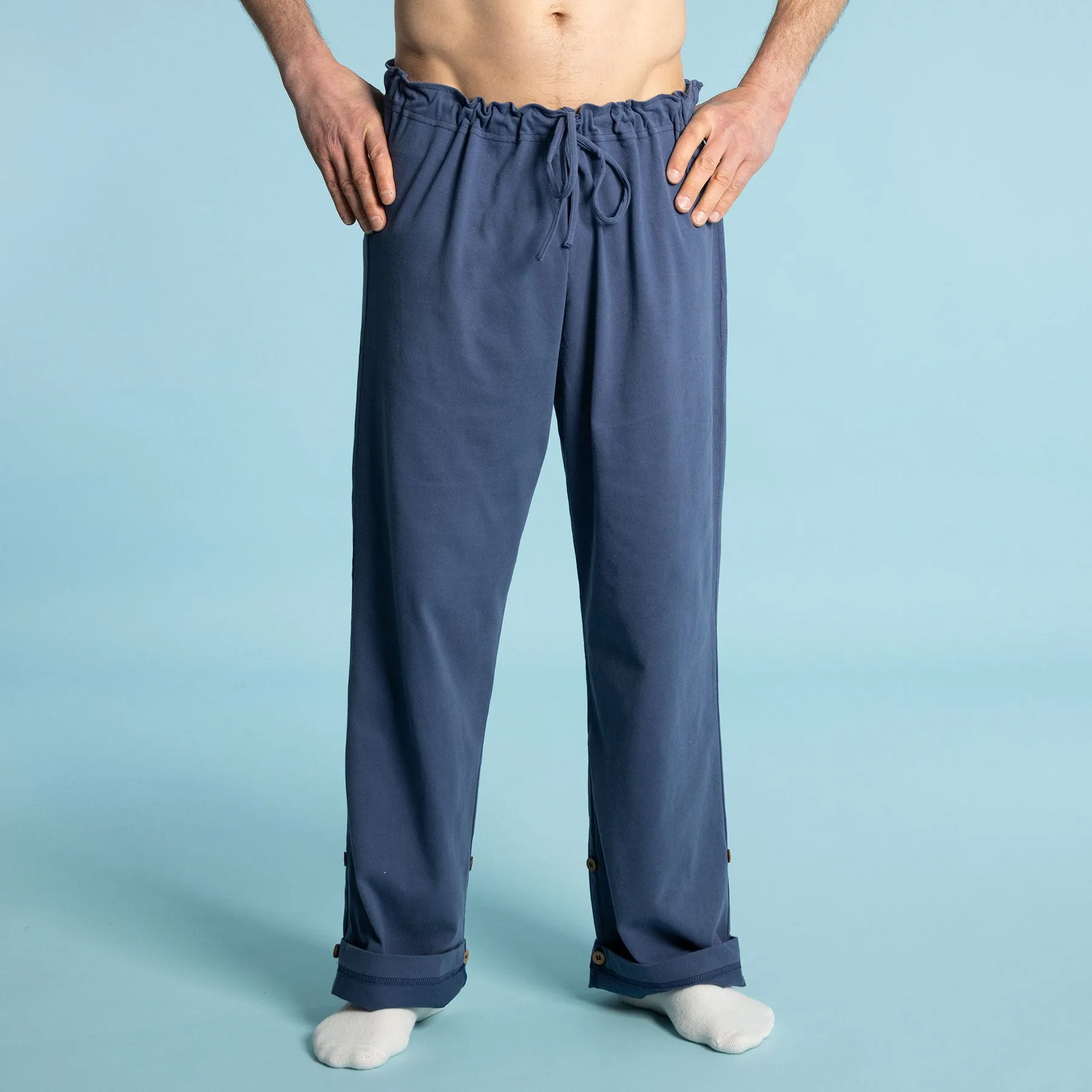 **INTERLAKEN Elastic-Free Unisex 100% Organic Cotton Jammy Lounge Pants with Plastic-Free Coconut Buttons | Eco-Friendly & Biodegradable Thread Option**