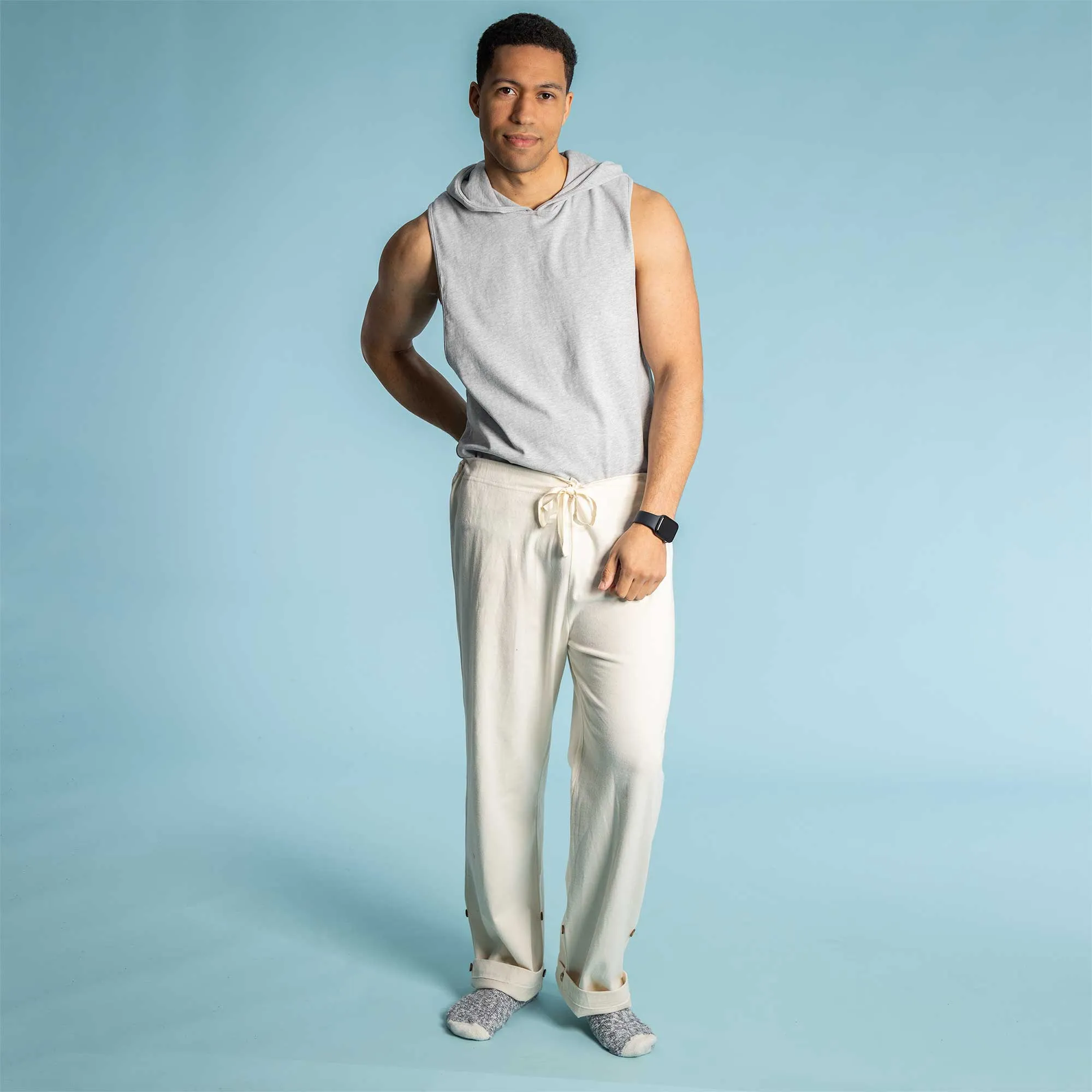 **INTERLAKEN Elastic-Free Unisex 100% Organic Cotton Jammy Lounge Pants with Plastic-Free Coconut Buttons | Eco-Friendly & Biodegradable Thread Option**