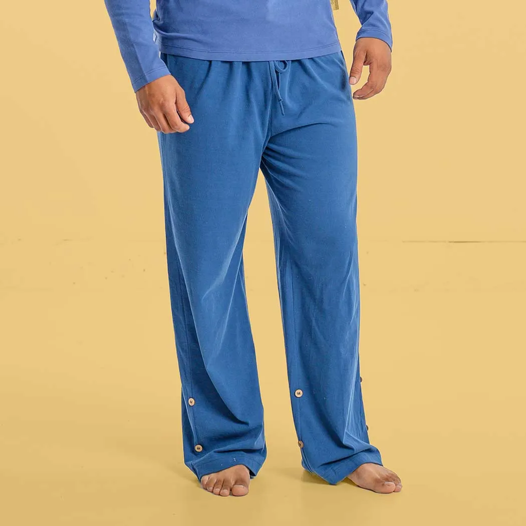 **INTERLAKEN Elastic-Free Unisex 100% Organic Cotton Jammy Lounge Pants with Plastic-Free Coconut Buttons | Eco-Friendly & Biodegradable Thread Option**