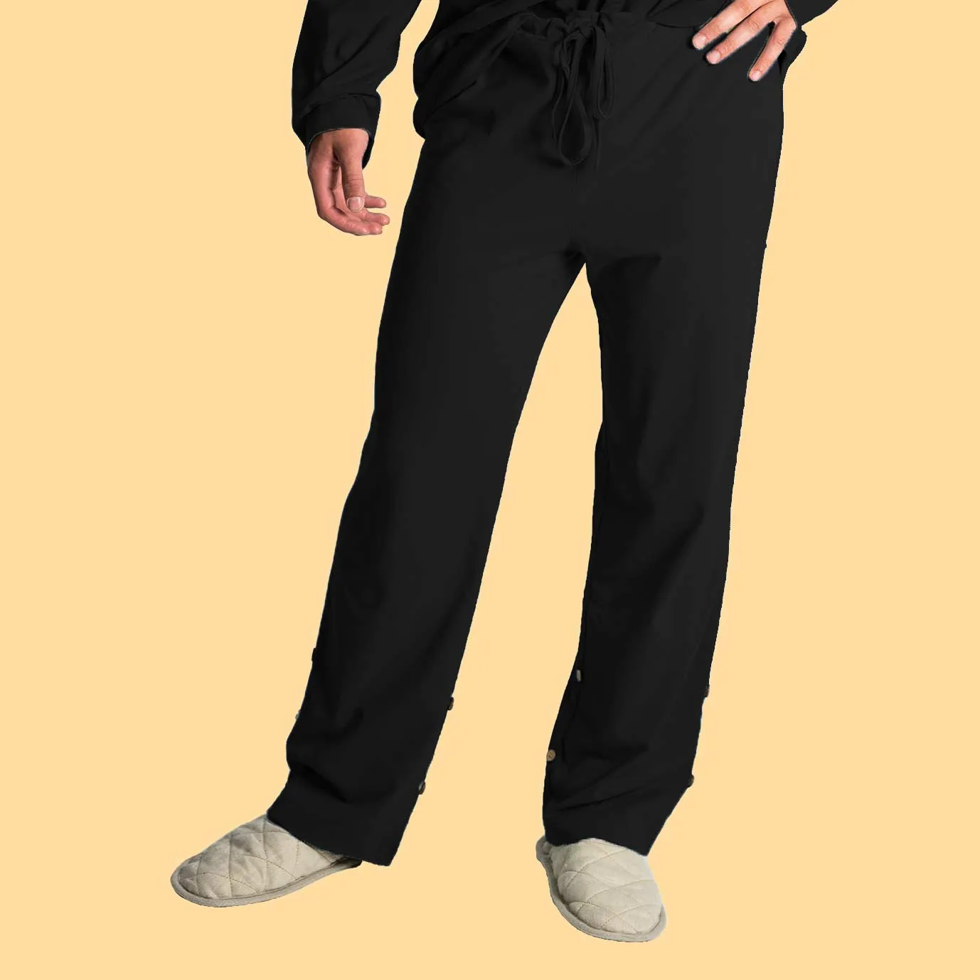 **INTERLAKEN Elastic-Free Unisex 100% Organic Cotton Jammy Lounge Pants with Plastic-Free Coconut Buttons | Eco-Friendly & Biodegradable Thread Option**