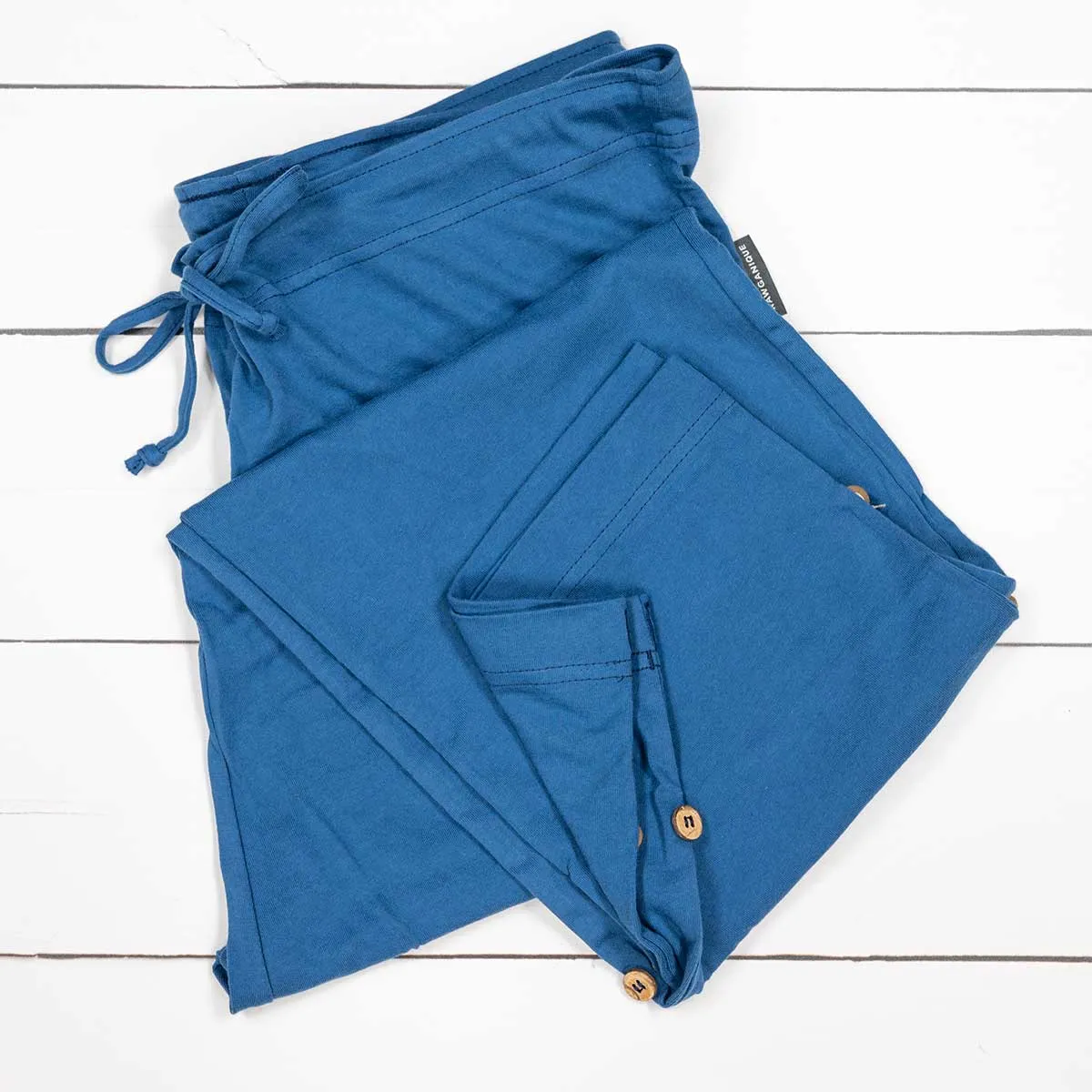 **INTERLAKEN Elastic-Free Unisex 100% Organic Cotton Jammy Lounge Pants with Plastic-Free Coconut Buttons | Eco-Friendly & Biodegradable Thread Option**