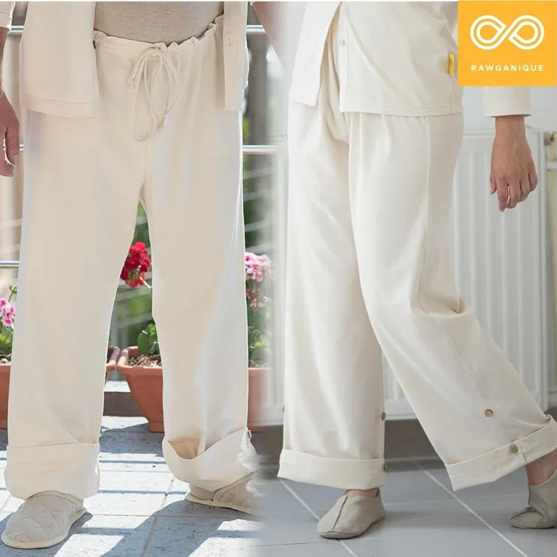 **INTERLAKEN Elastic-Free Unisex 100% Organic Cotton Jammy Lounge Pants with Plastic-Free Coconut Buttons | Eco-Friendly & Biodegradable Thread Option**