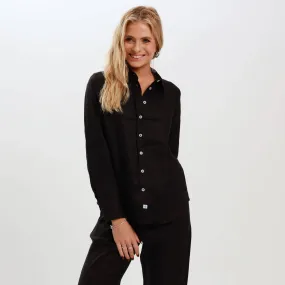 Ladies Linen - Long Sleeve Shirt | Black