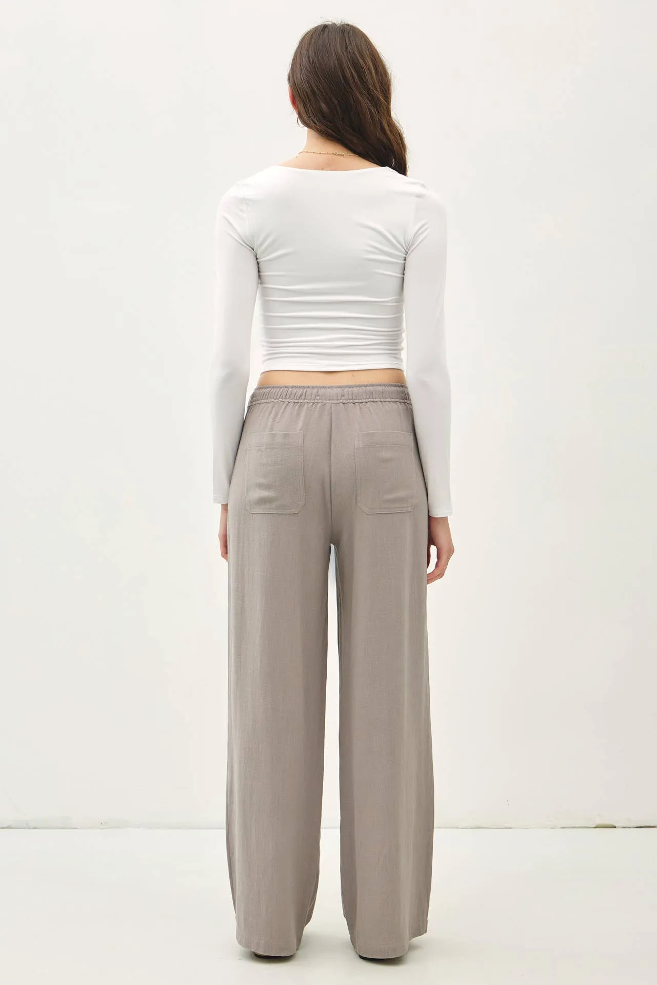 Linen Blend Wide Leg Pants