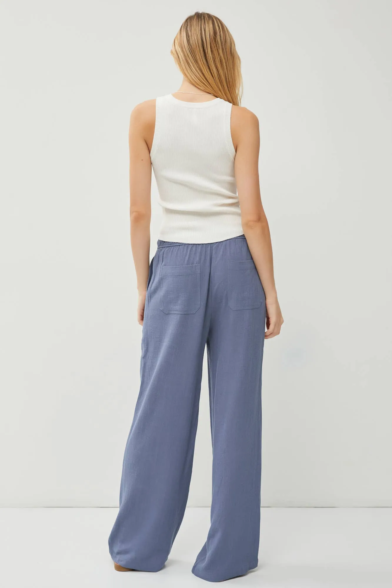 Linen Blend Wide Leg Pants