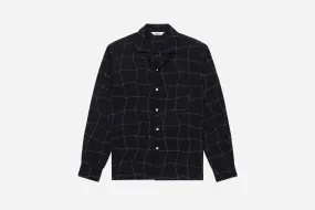 Loop Collar Shirt ~ Black Linen Drunk Chess