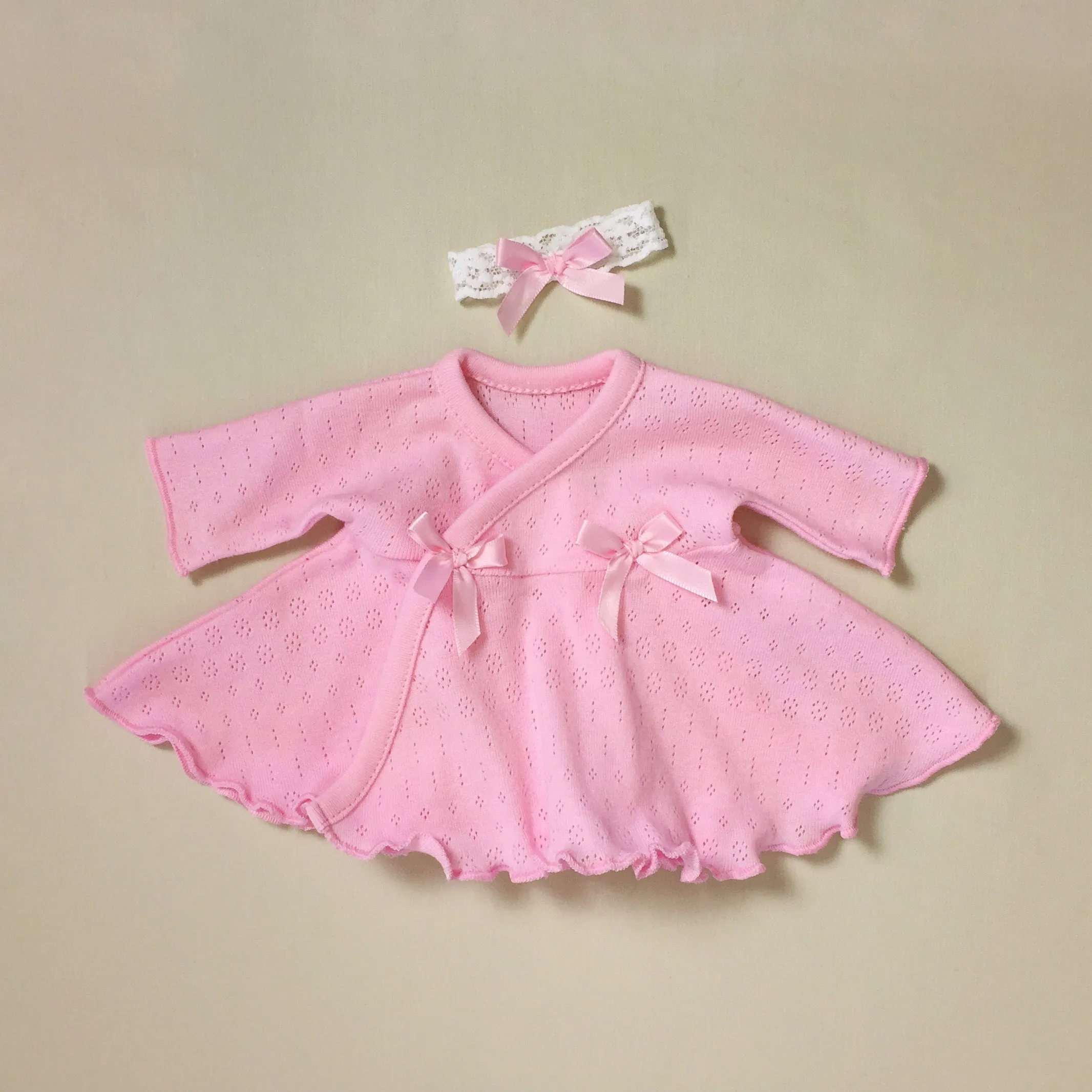 Ruffled NICU Dress & Headband Pink Organic