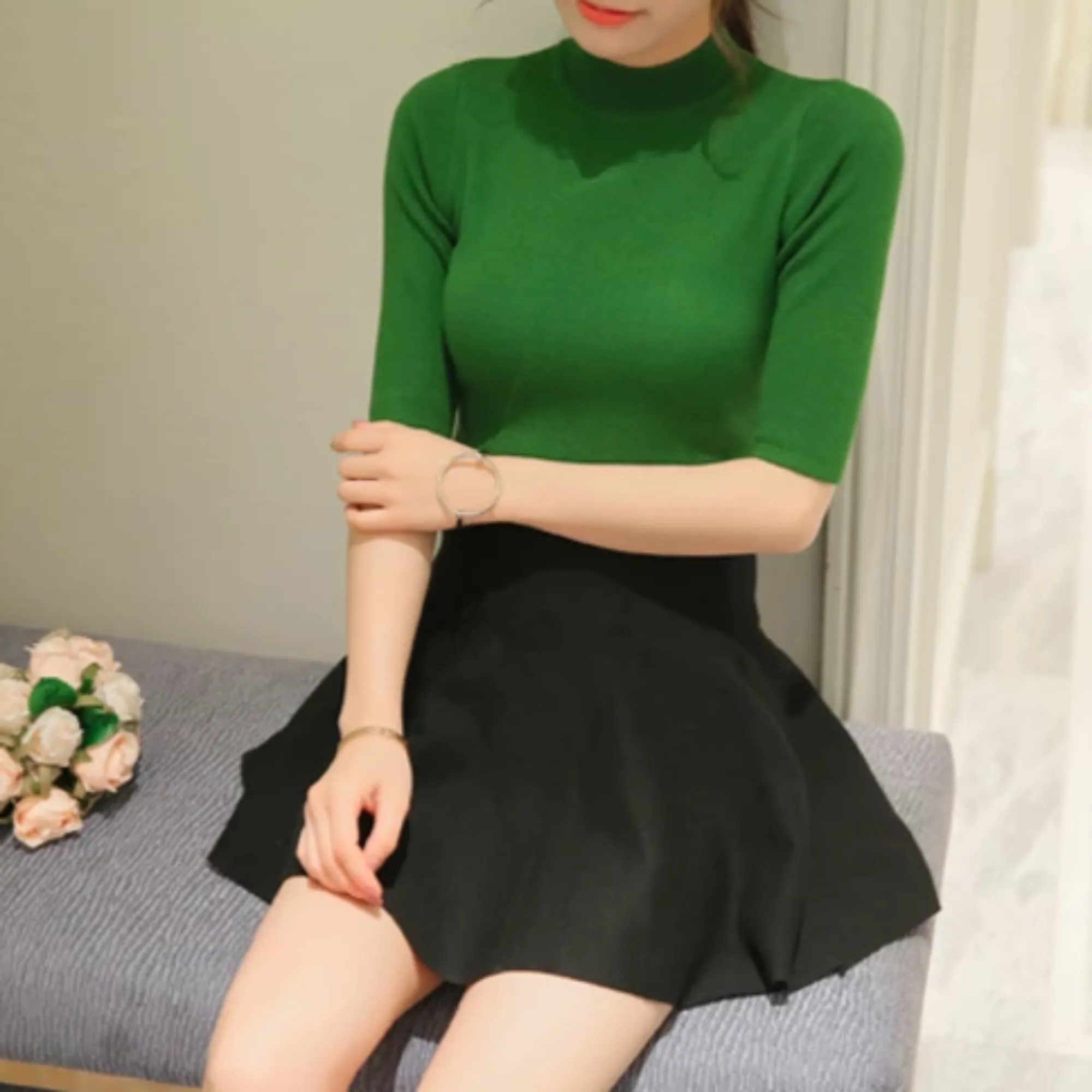 Women's Spring Casual Cotton Elastic Sweater